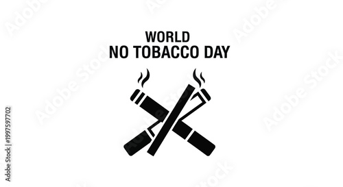 Graphic illustration of world no tobacco day symbolizing cessation with crossed cigarettes and smoke