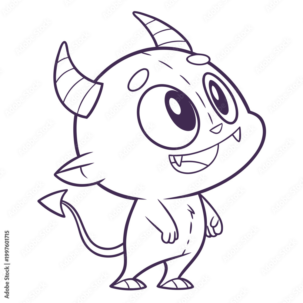 Fototapeta premium Basic Demon Chibi Outline 1