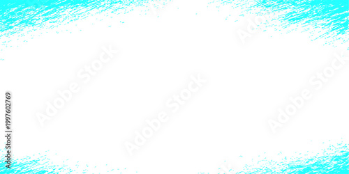 Vector illustration of a white background with turquoise abstract brush strokes border