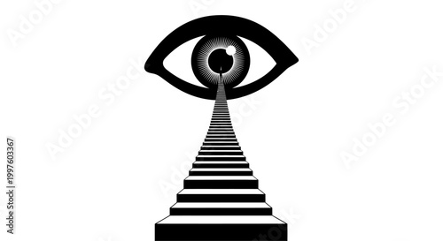 All-seeing eye on pyramid structure symbol.