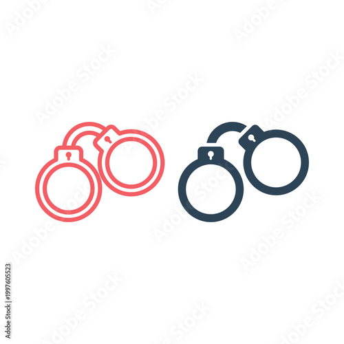 Handcuffs icons set trendy design template flat style isolated vector symbol illustration.