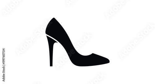 high heel silhouette on white background high quality