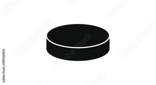 Photography hockey puck silhouette on white background high quality