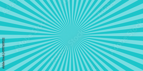 Comic book speed lines, blue sunburst. A pop art style exploding rays of light background.