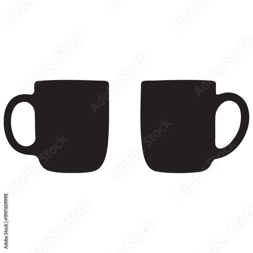 black mug silhouettes on white background high quality professional detailed modern elegant stylish clean crisp vibrant