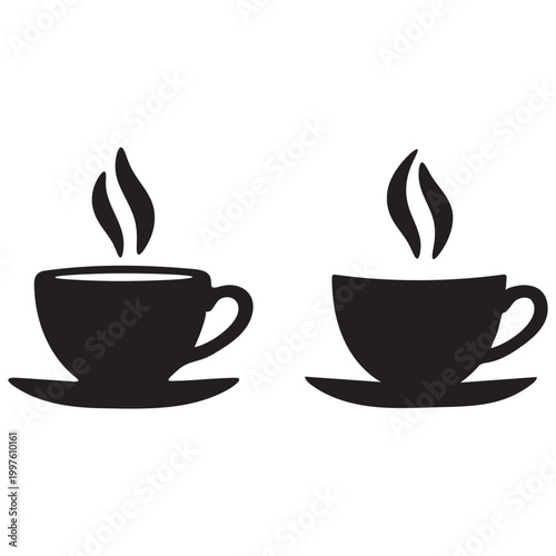 coffee cups silhouette with steam on white background high quality professional detailed modern elegant stylish clean