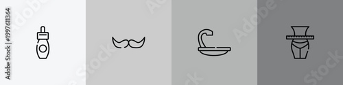 spa & wellness outline icon set featuring remover, facial hair, hair wash sink, slim icons.