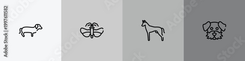 dog and training outline icon set featuring dachshund, null, pharaoh hound, dog moustache icons.