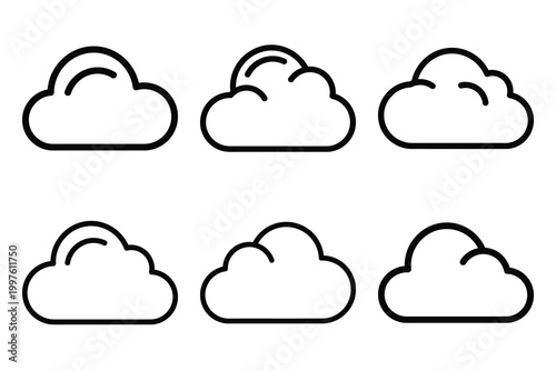 Hand drawn  nimbus cloud weather outline icon set. Minimal Line art weather icons.