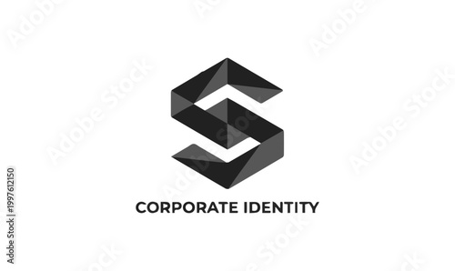 corporate logo, Geometric 3D Letter S Logo – Modern Abstract Hexagonal Icon for Corporate Identity, Tech, and Security Branding