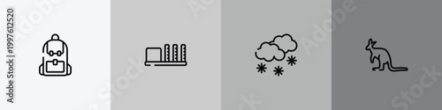 Fotografija animals outline icon set featuring backpack, apartheid museum, snowy, kangaroo icons
