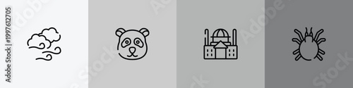Bild auf Leinwand insects outline icon set featuring windy, panda, basilica, mite icons
