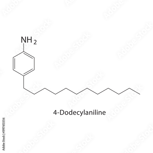Dodecylamine hydrochloride skeletal structure. salt compound schematic illustration. Simple diagram, chemical formula.