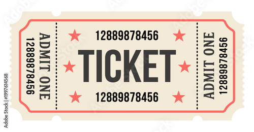Tableau sur toile Vintage ticket stub design | retro entry pass template for cinema or events | cl