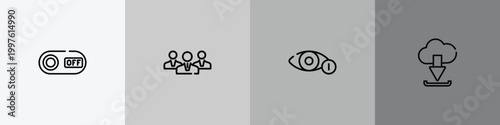 collection. outline outline icon set featuring on, businessmen, views, download from cloud icons.