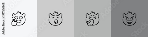 emoji outline icon set featuring emoji emoji, yawning sneezing excited icons.