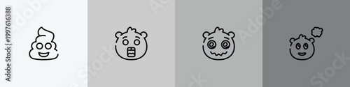 Obraz na płótnie emoji outline icon set featuring poo emoji, surprised emoji, hypnotized imagine icons