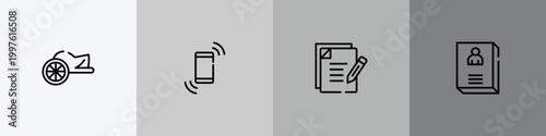 in the library outline icon set featuring chariot, shake, as, biography icons.
