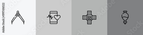 laboratory outline icon set featuring divider, medical app, naensor, separating funnel icons.