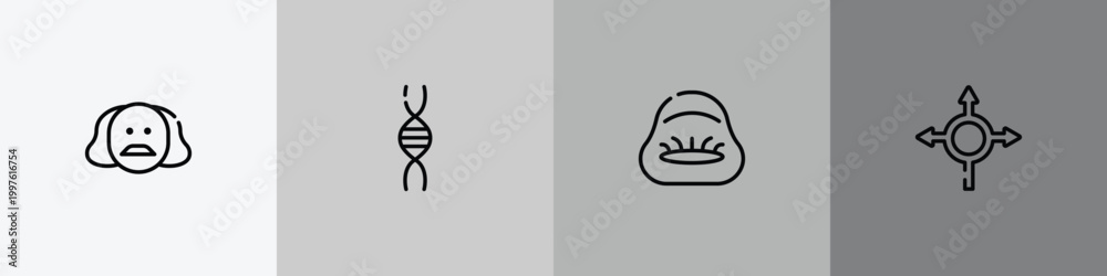 Obraz premium driving school outline icon set featuring shakespeare, genetic, beanbag, roundabout icons.