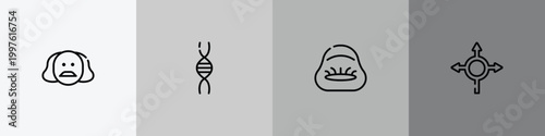 driving school outline icon set featuring shakespeare, genetic, beanbag, roundabout icons.