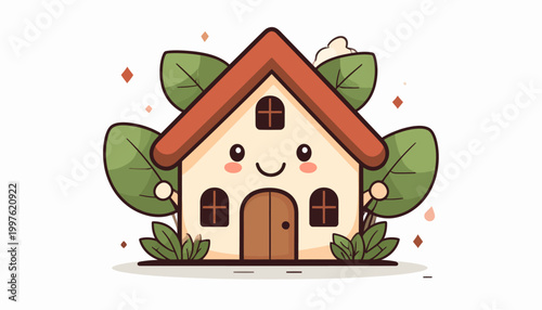 A cartoon house with a smile.