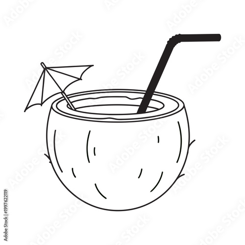 coconut summer icon element drink minimalist graphic umbrella resource