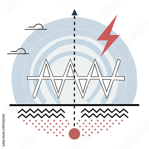 Abstract seismic chart showing earthquake waves and energy