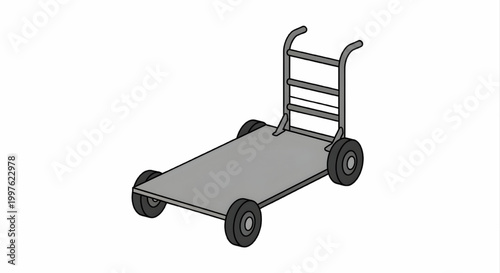 Furniture Dolly Moving Vector Illustration, Relocation Transport Equipment Flat Design