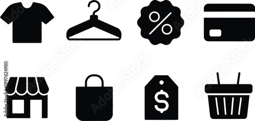 Online shopping icons set, payment elements vector illustration. E-commerce icon set. Online shopping and delivery elements. E-business symbol. Solid icons vector collection. store, online shopping.
