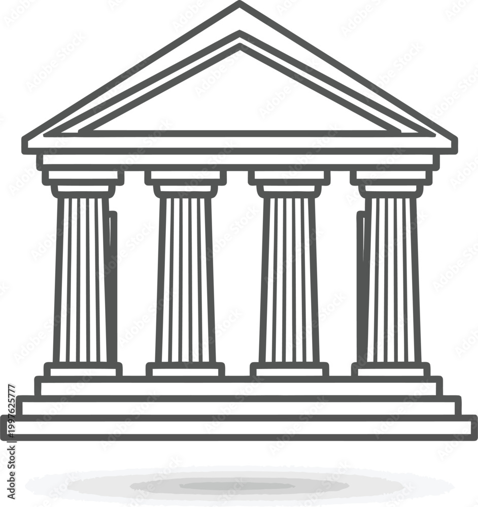 Obraz premium Classic greek temple with columns and triangular pediment Vector