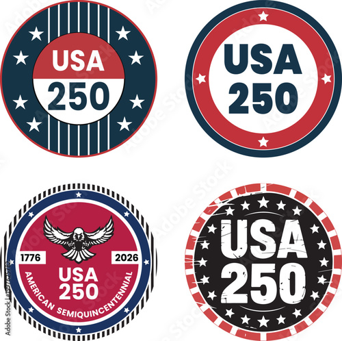 USA 250 Semiquincentennial Independence Day 2026 Celebration Badge