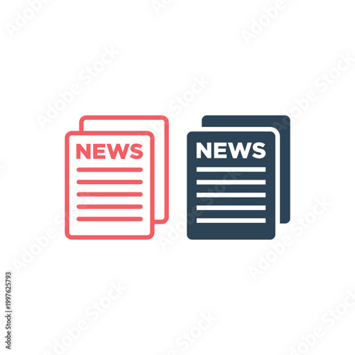 Newspaper icons set vector sign pictogram isolated design, news symbol logo illustration.