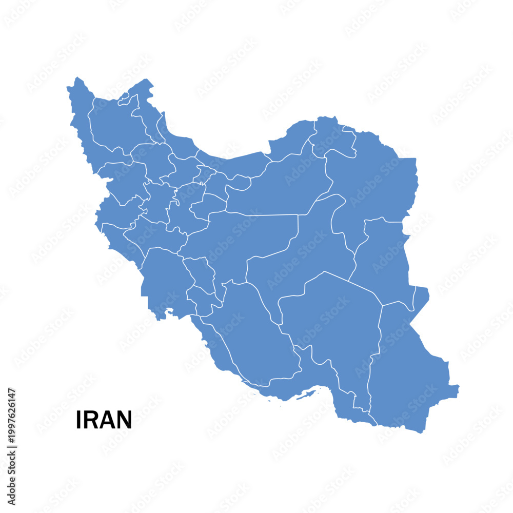 Fototapeta premium Detailed Iran Map with Regions, Administrative Divisions Vector Illustration