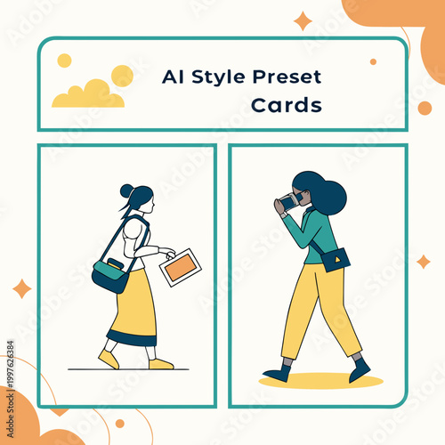 Ai style preset cards with illustrations of woman