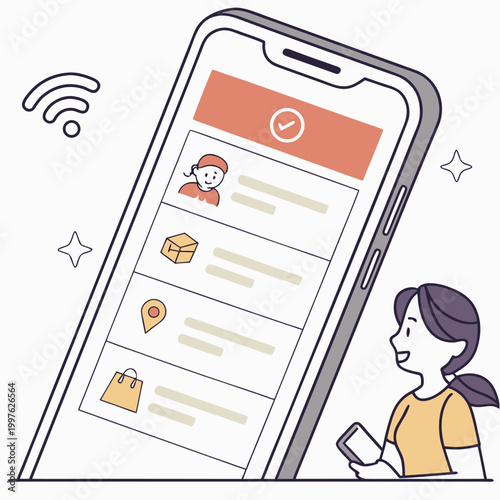 Woman using smartphone with internet connection