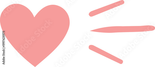 Obraz na plátně A simple pink solid heart icon with three radiating lines suggesting emphasis or