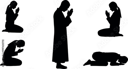 Φωτογραφία Silhouettes of people praying a collection of devotional postures and spiritual