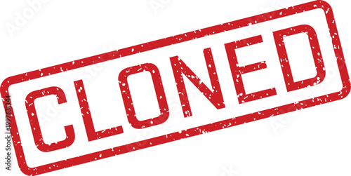 Red 'cloned' stamp impression a symbol of duplication and replication