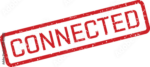 Red rubber stamp with the word 'connected' communication and networking concept