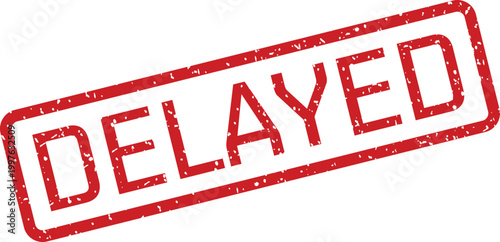 Red 'delayed' stamp impression on white background