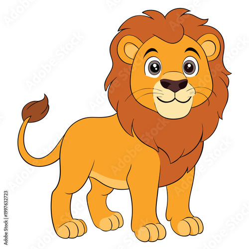 Cute Cartoon Lion Character Vector Illustration for Kids and Nursery
