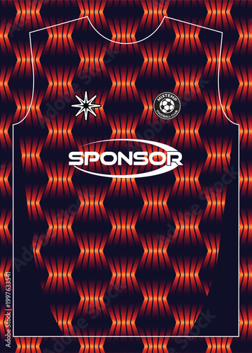 Glowing Orange and Black Geometric Pattern Soccer Jersey Design