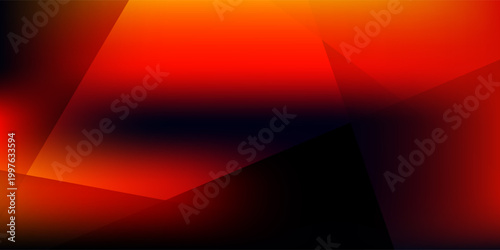 Abstract vibrant vector background featuring sharp overlapping orange and red geometric polygons with deep black shadows and a smooth luminous finish.
