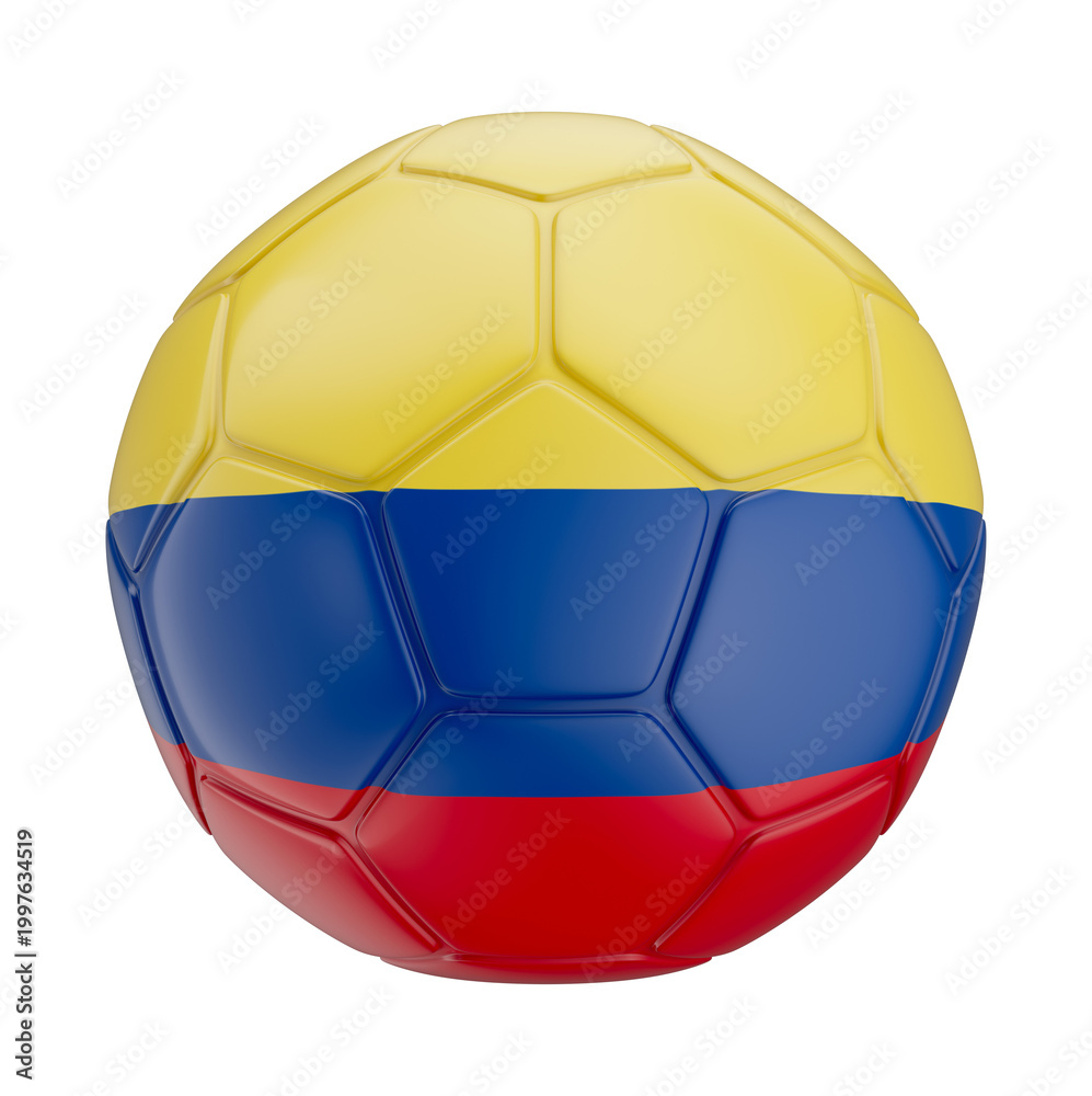 Obraz premium 3D Asset - Colombia Flag Soccer Ball with Isolated Background