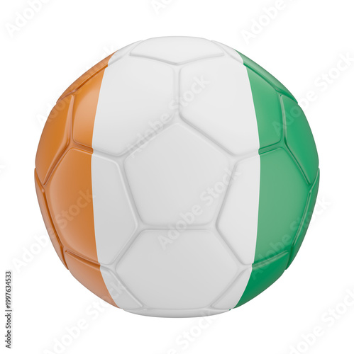 Cuadro en lienzo 3D Asset - Ivory Coast Flag Soccer Ball with Isolated Background