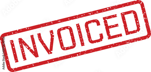 Red rubber stamp with the word 'invoiced' financial document marking