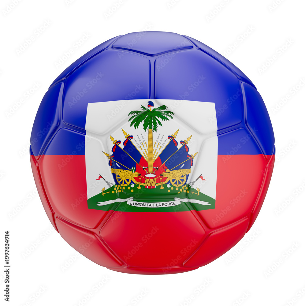Obraz premium 3D Asset - Haiti Flag Soccer Ball with Isolated Background