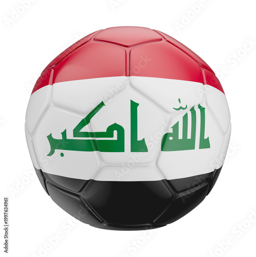 Foto 3D Asset - Iraq Flag Soccer Ball with Isolated Background