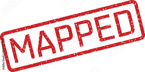 Red 'mapped' stamp impression a visual representation of data correlation